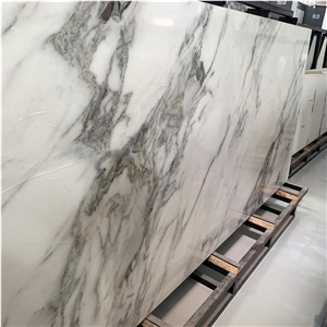 Beautiful White Sintered Stone Slab With Grey Veins For Wall
