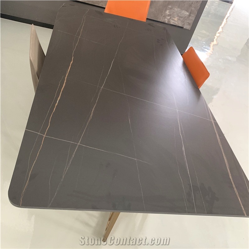 Modern Design Sintered Stone Dining Table Metal Leg Supplier