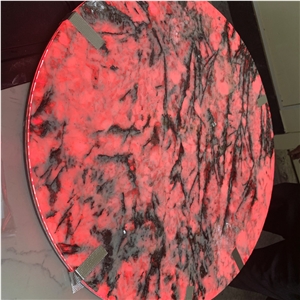 Backlit Luxury Natural Granite Round Coffee Table For Hotel