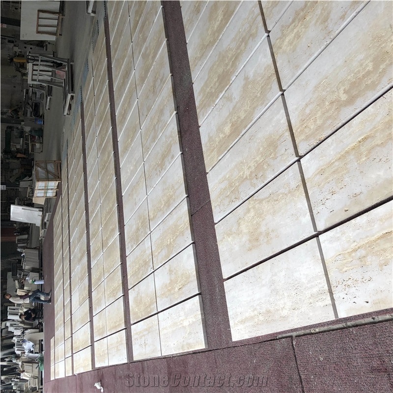Beige Travertine Tiles For Wall Cladding Flooring Tile Honed