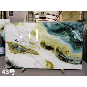 Book Match Ming Clover Green Slab Border Stone