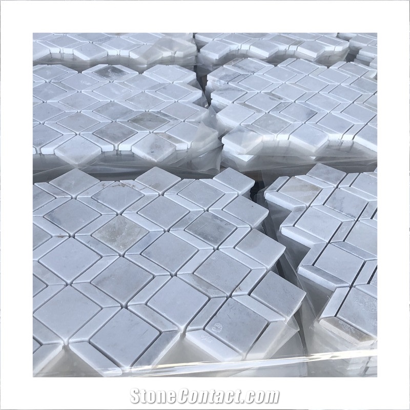 Carrara White Kitchen Rhombus Marble Mosaic Tile