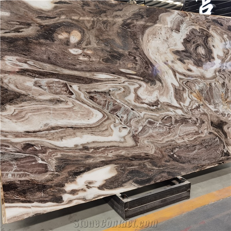 Louvre Milly Brown Marble Slab For Luxury Interior Design