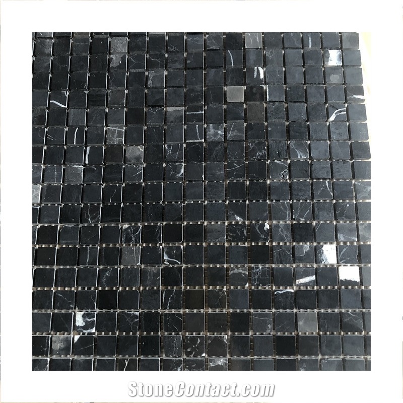 Nero Margiua Black Marble Mosaic Tile For Wall Design
