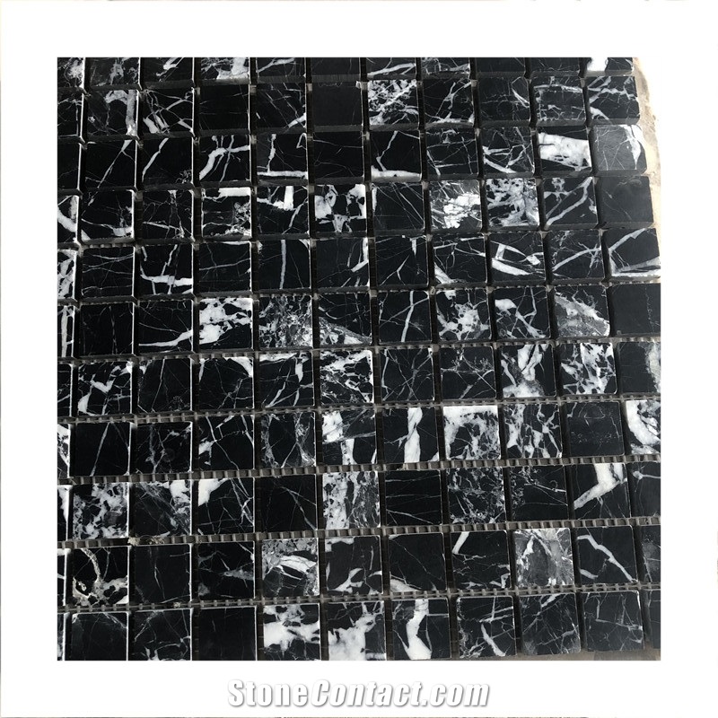 Nero Margiua Black Marble Mosaic Tile For Wall Design