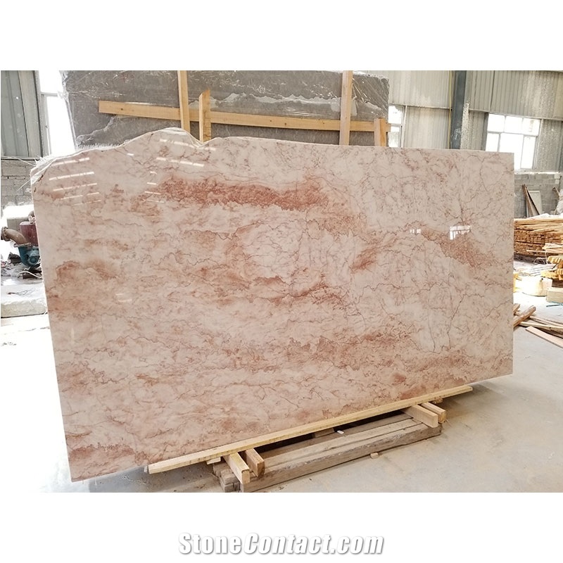 Red Cream Rosa Crema Pink Marble Slab For Bed Room