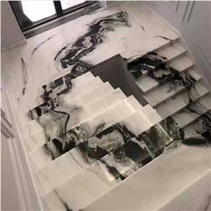 Stone Handrail Marble Stair Tread Tile Panda White