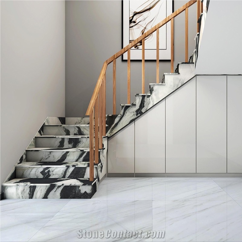 Stone Handrail Marble Stair Tread Tile Panda White