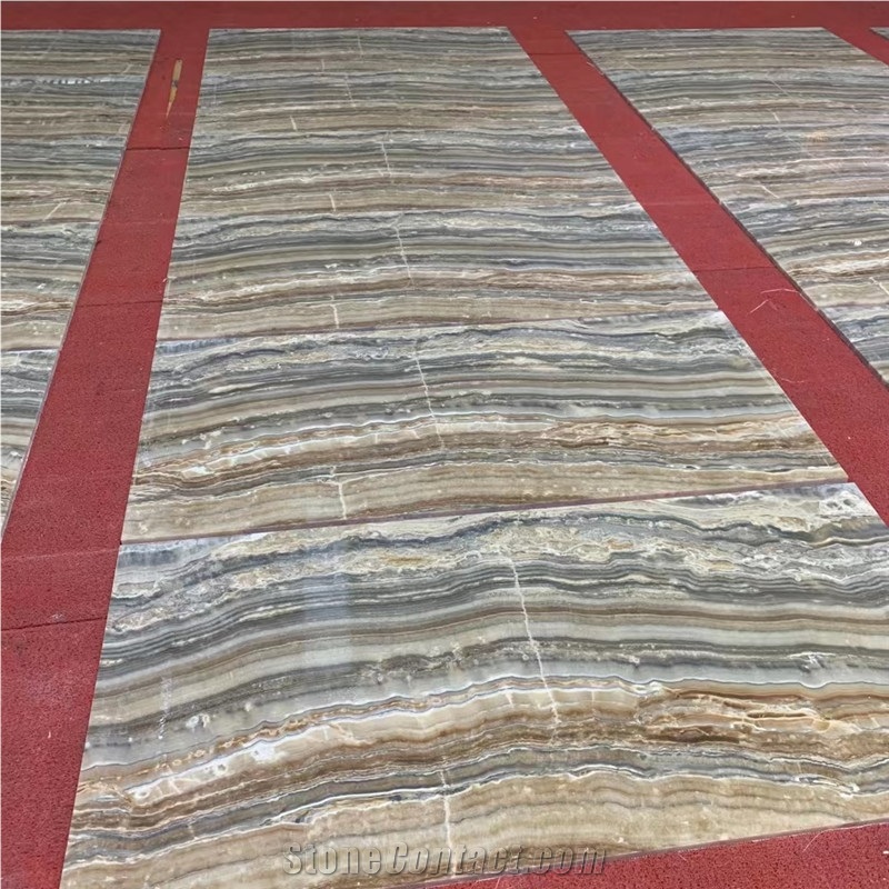 Translucent Light Brown Clear River Onyx Slab Floor Tile