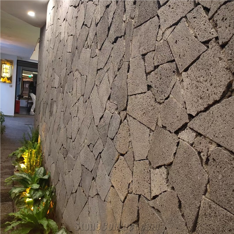 Wall Red And Black Lava Stone Cladding Mix Tile Basalt