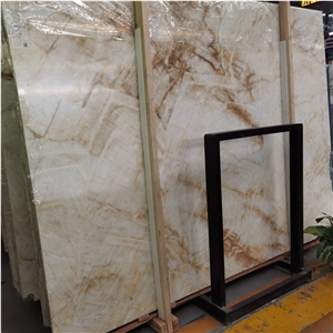 White Gold Marble Onyx Slab Home Interior Design
