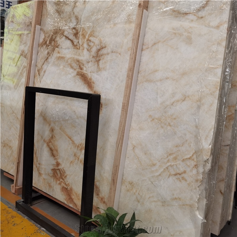 White Gold Marble Onyx Slab Home Interior Design