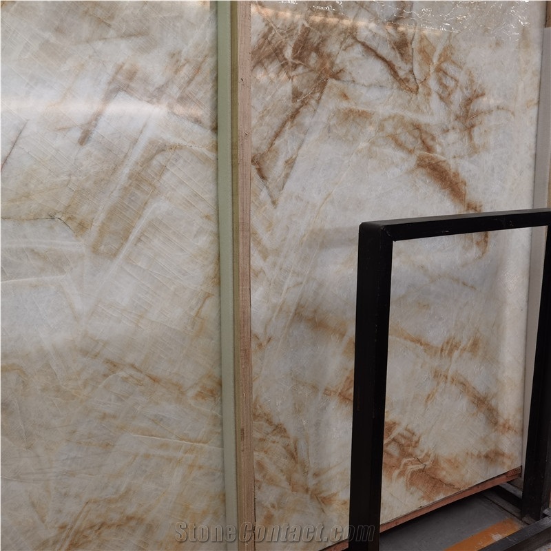 White Gold Marble Onyx Slab Home Interior Design