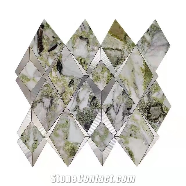 Cold Jade Green Marble Mosaic Sheet For Dinning Room