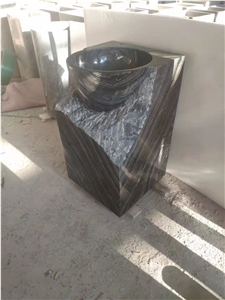 Freestanding Forest Black Tree Stone Sink Bowl