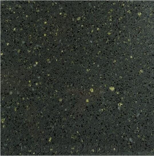 Artificial Quartz Based Stone Slab  Black Crystal Quartz