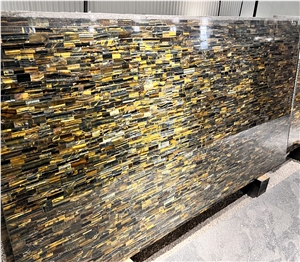 Synthetic Blue & Yellow  Tiger Eye  Semiprecious  Slabs 1208