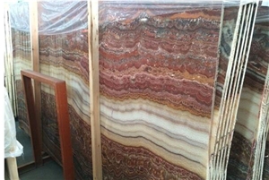Backlit Red Onyx Multicolor Red Honey Onyx