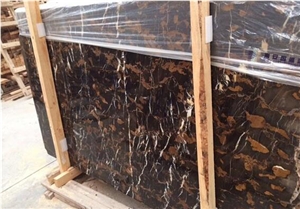 Black Golden Portoro Slabs & Tiles, Pakistan Black Marble