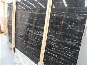 Natural Black Silver Dragon Marble Slab With White Vein 