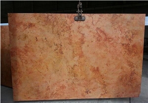 Peach Travertine Slab 2 Cm, Mexico Red Rose Travertine