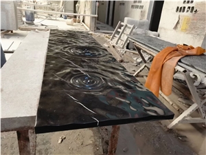 3D Carving Marble Wall Decor Panel Marquina CNC Stone Plate