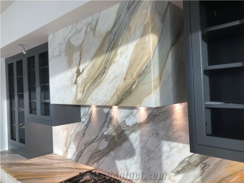Bookmatch Marble Wall Slab Calacatta Borghini Kitchen Tile
