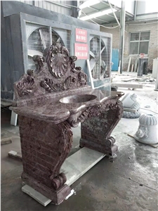 Carving Marble Yacht Vanity Dark Emperador Bathroom Bath Top