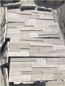 Feature Stone Culture Wall Panel Marble Wood Stacked Ledger