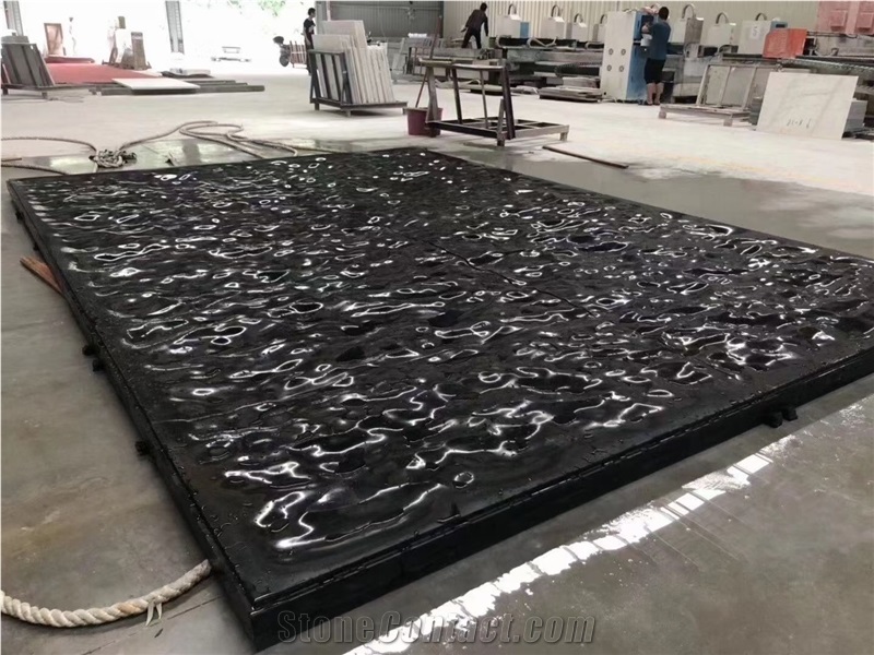 Marble CNC Carving Wall Panel Marquina Stone 3D Decor Panel