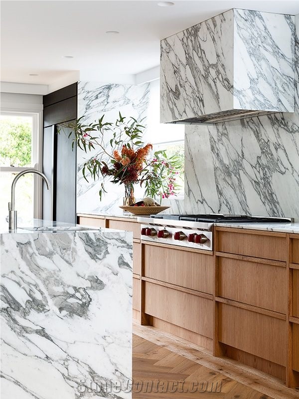 Marble Kitchen Countertop Arabescato Waterfall Bench Top