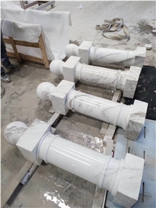 Marble Railing Pillar Solid Stone Sculptured Porch Column