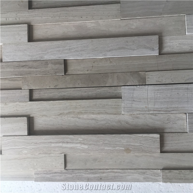 Marble Z Stone Ledger Panel White Wood Stacked Wall Cladding
