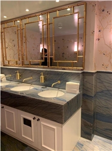 Quartzite Master Bath Top Azul Macaubas Yacht Vanity Top