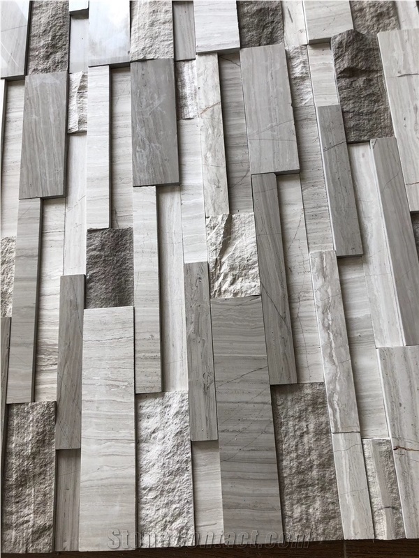 Stacked Marble Wall Cladding Veneer Wooden Culture Stone