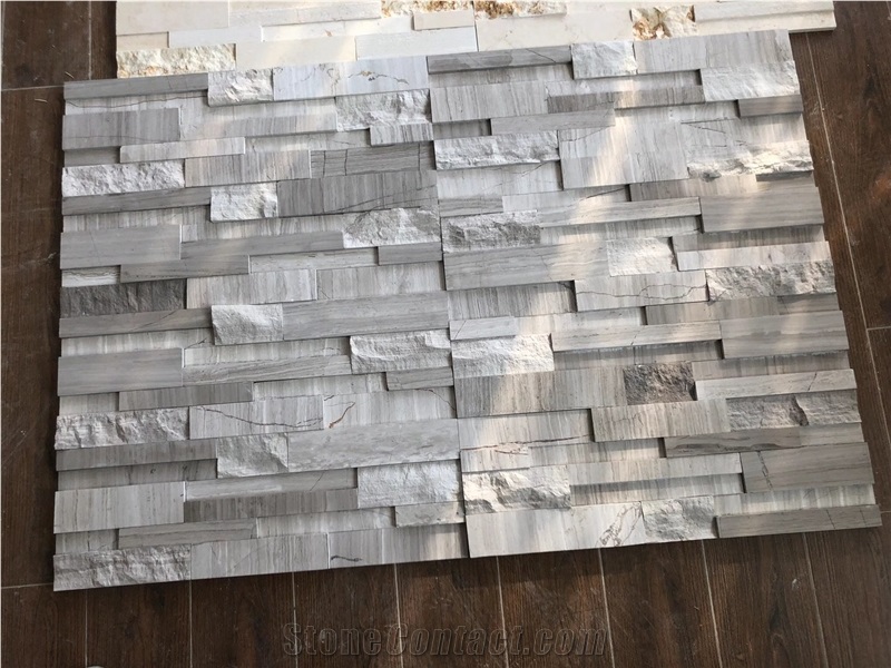 Stacked Marble Wall Cladding Veneer Wooden Culture Stone