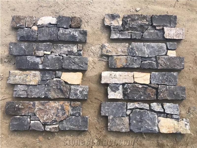 Stone Corner Wall Cladding Veneer Grey Quartzite Ledger Tile