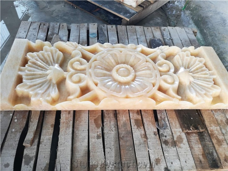 Stone Decor Products Plate Yellow Onyx 3D CNC Carving Panel