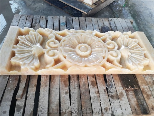 Stone Wall Relief Yellow Onyx Laser Etching Laser Engraving
