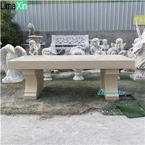 Garden Decoration Modern Design Beige Marble Park Bench