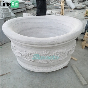 Hand Carved Cheap Price Freestanding Round Marble Bathtub
