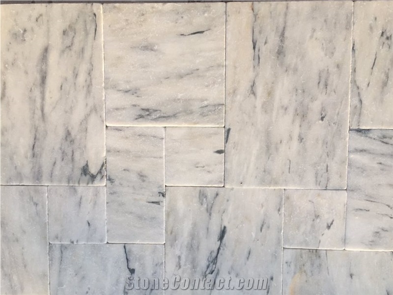 Bianco Dolce Marble Chiseled Edge Tumbled Versailles Pattern