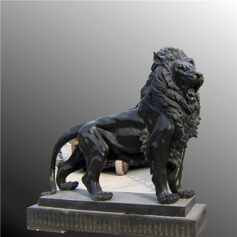 Black Lion Stone Carving