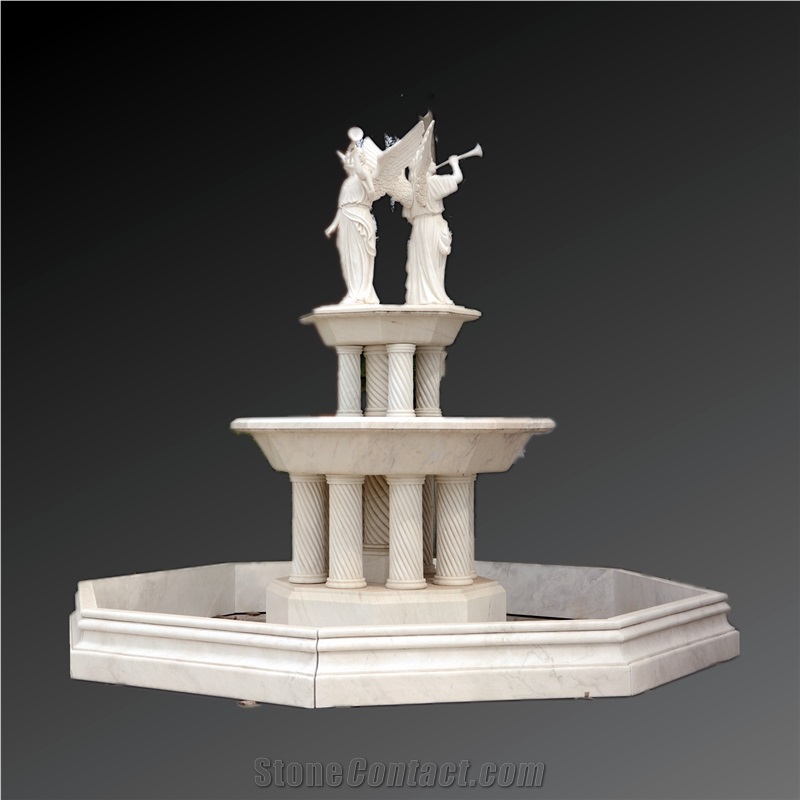 Female Stature White Marble Fountain