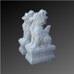 Kylin, Chinese Dragon White Marble Sculpture