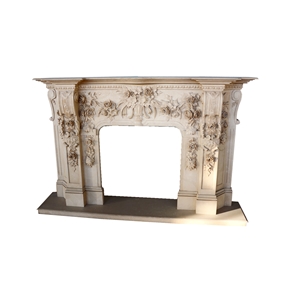 White Marble Carving Flower Fireplace