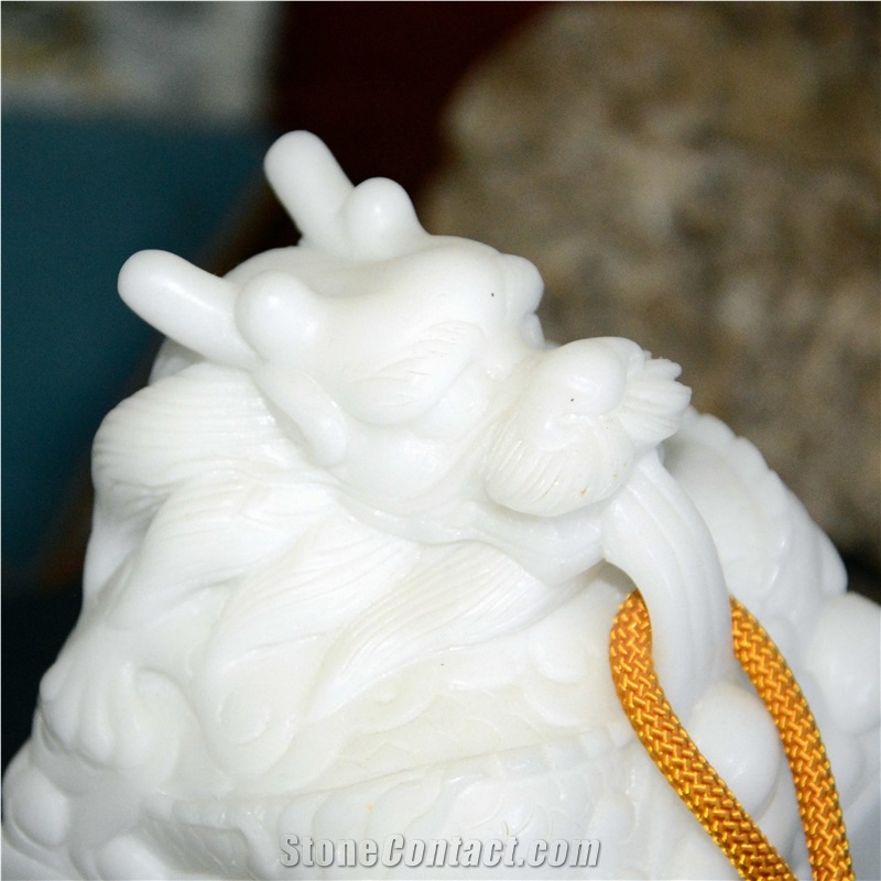 White Marble Dragon Carving Imperial Seal Stamp