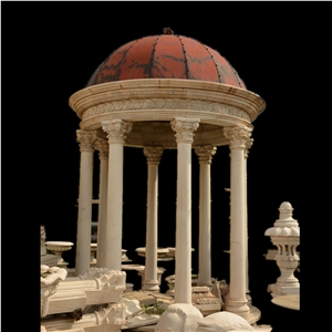 White Marble Gazebo With Steel Dome
