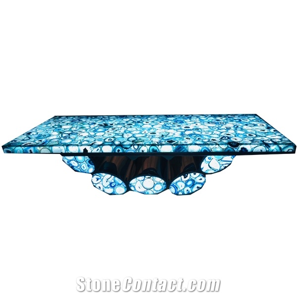 Luxury Blue Agate Slab Blue Gemstone Slabs For Wall Panels