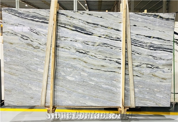 High Quality Polished Blue Danube Marble Bookmatch For Floor